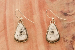 Genuine White Buffalo Turquoise Sterling Silver Earrings